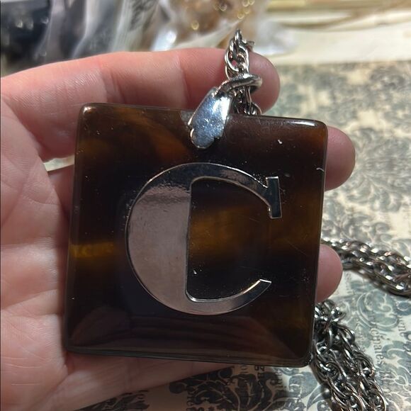 Brown Pendant Necklace with Silver Chain - Picture 4 of 6